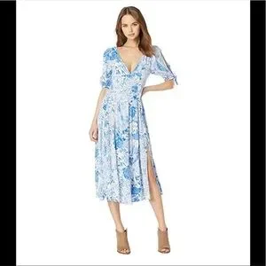 knee length dresses for ladies Free People Forever Time Dress Blue/Black Combo Large
